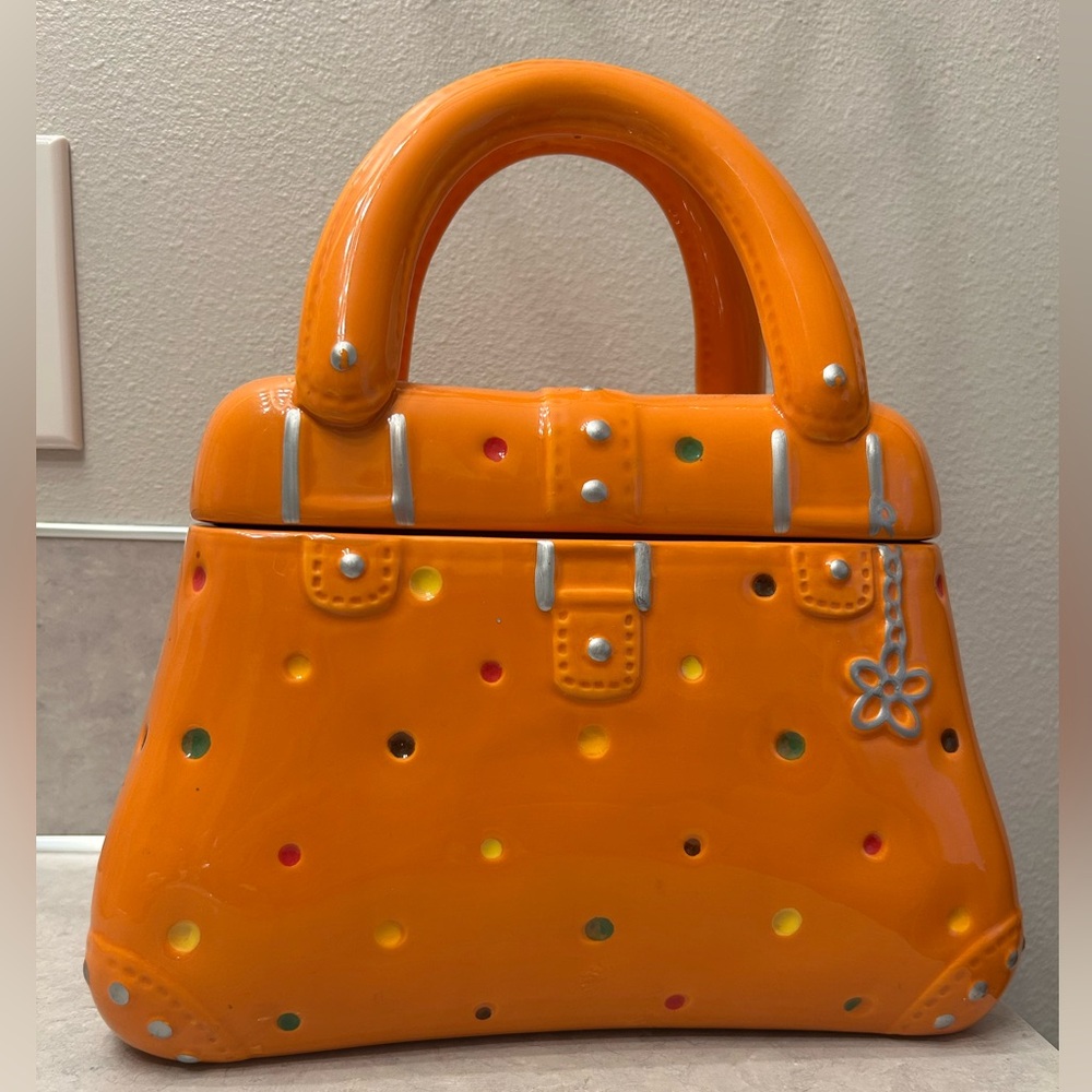 temp-tations by Tara Orange Polka Dot Ceramic Cookie Jar.
